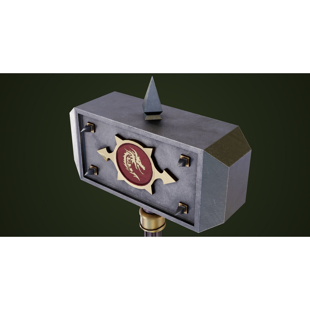 Battle Hammer 3D Model – Low Poly Game-Ready Asset, PBR Textures - View 13