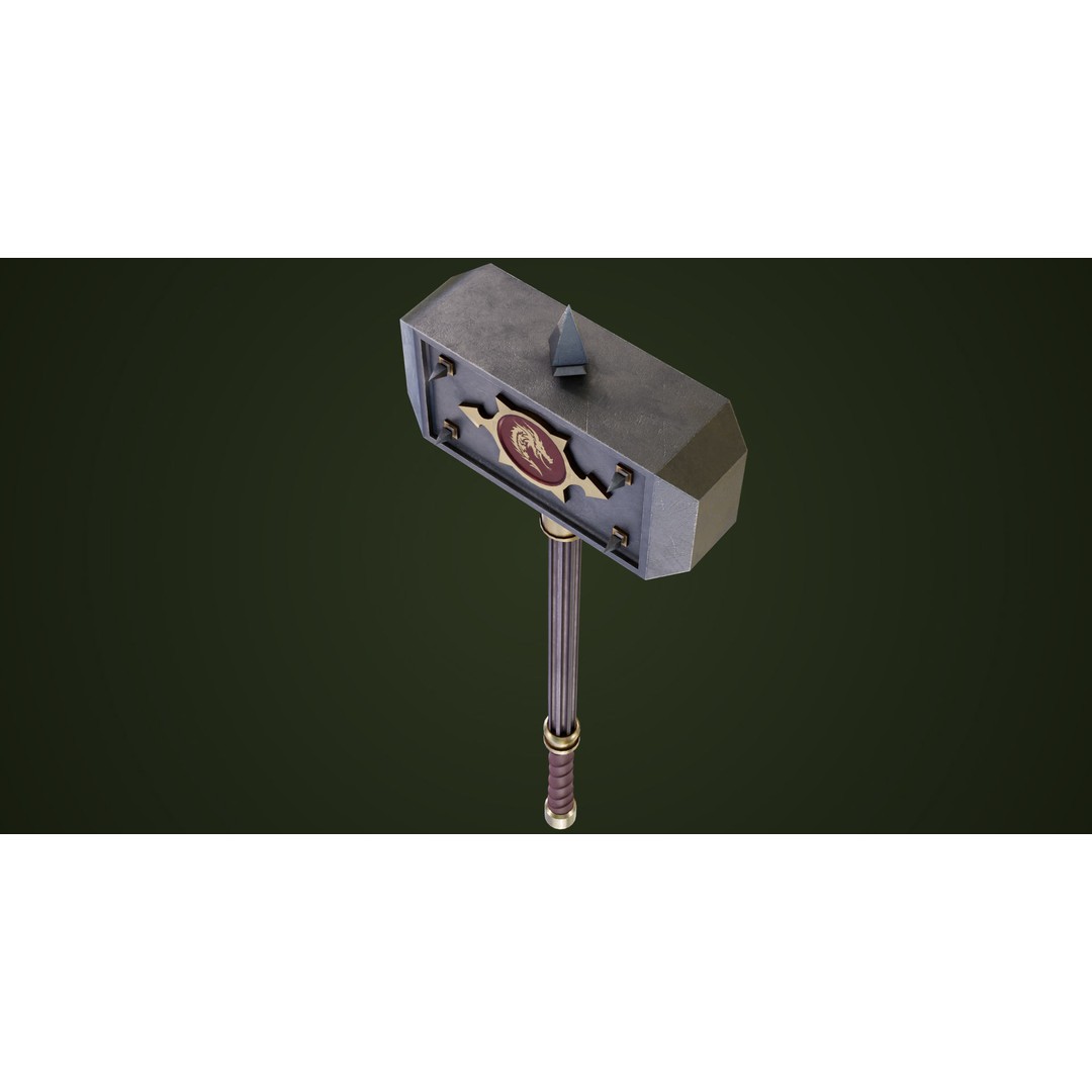 Battle Hammer 3D Model – Low Poly Game-Ready Asset, PBR Textures - View 24