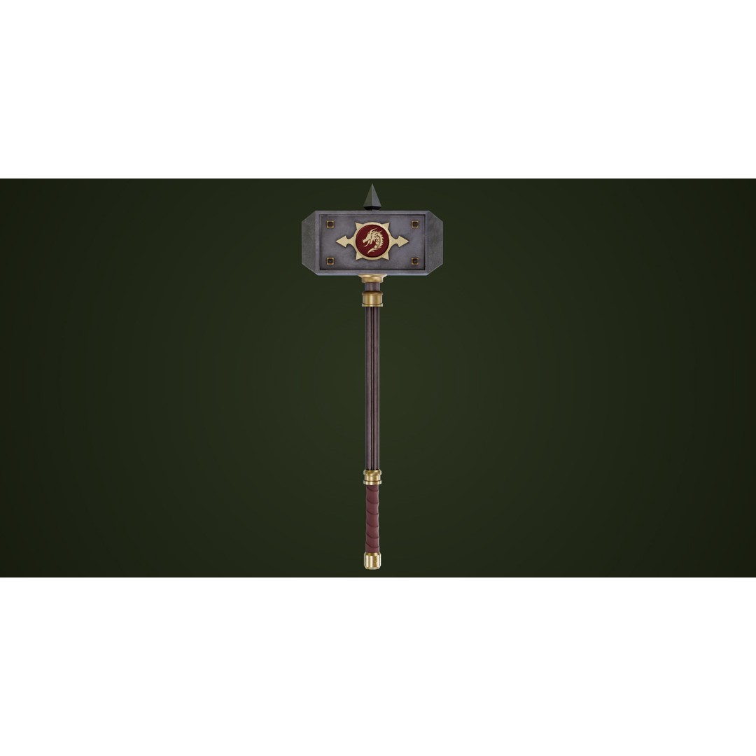 Battle Hammer 3D Model – Low Poly Game-Ready Asset, PBR Textures - View 3