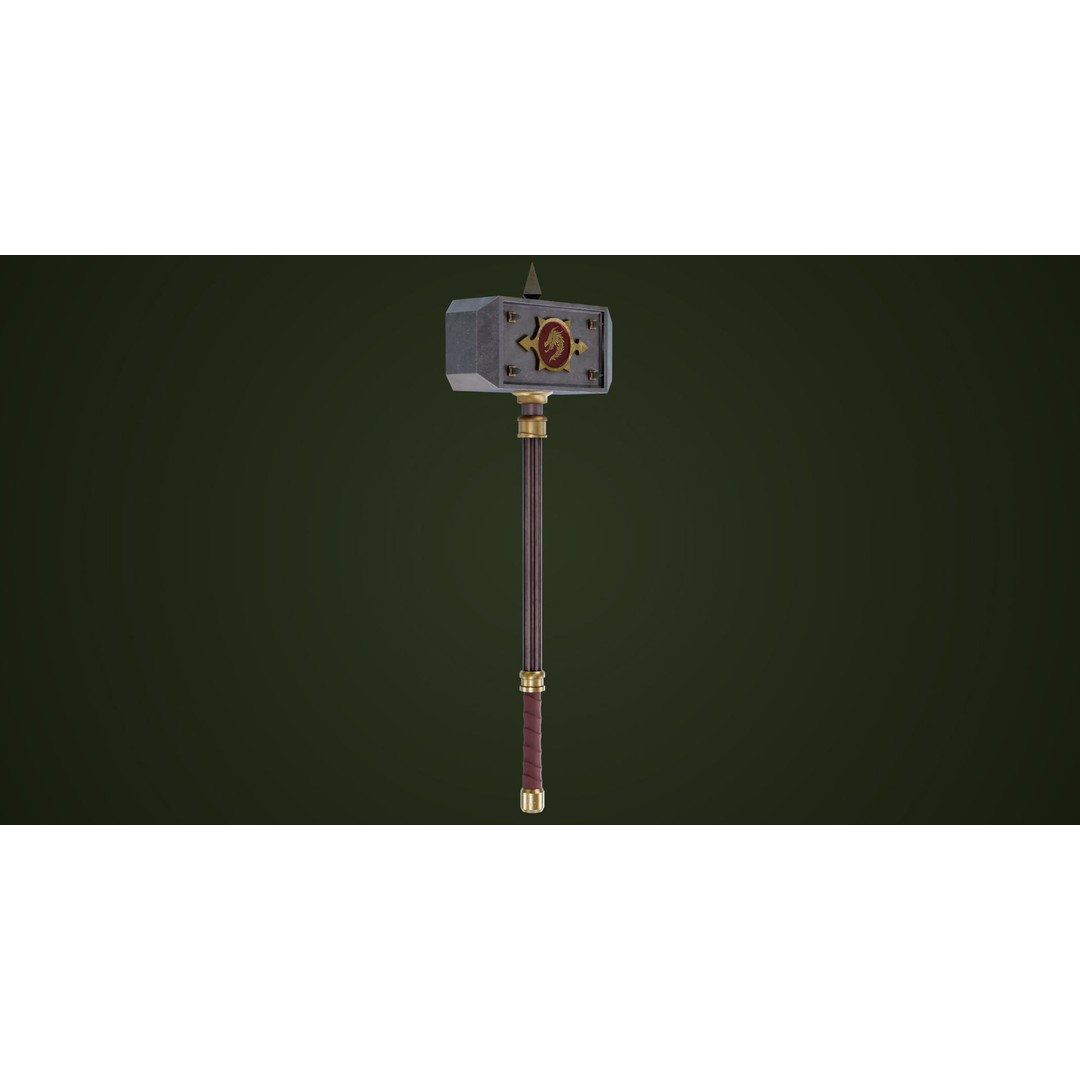 Battle Hammer 3D Model – Low Poly Game-Ready Asset, PBR Textures - View 4
