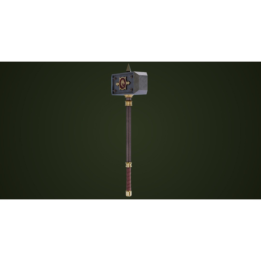 Battle Hammer 3D Model – Low Poly Game-Ready Asset, PBR Textures - View 6