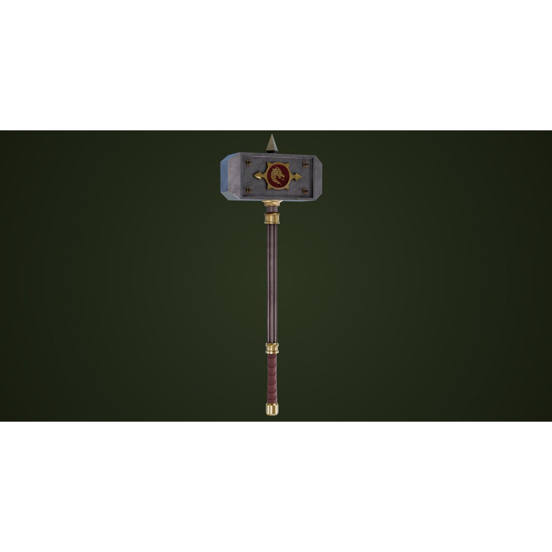 Battle Hammer 3D Model – Low Poly Game-Ready Asset, PBR Textures - View 8