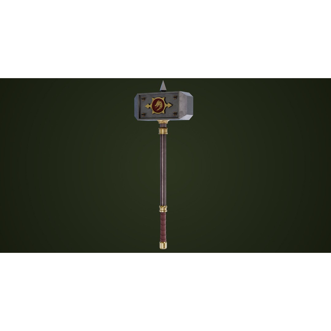 Battle Hammer 3D Model – Low Poly Game-Ready Asset, PBR Textures - View 9
