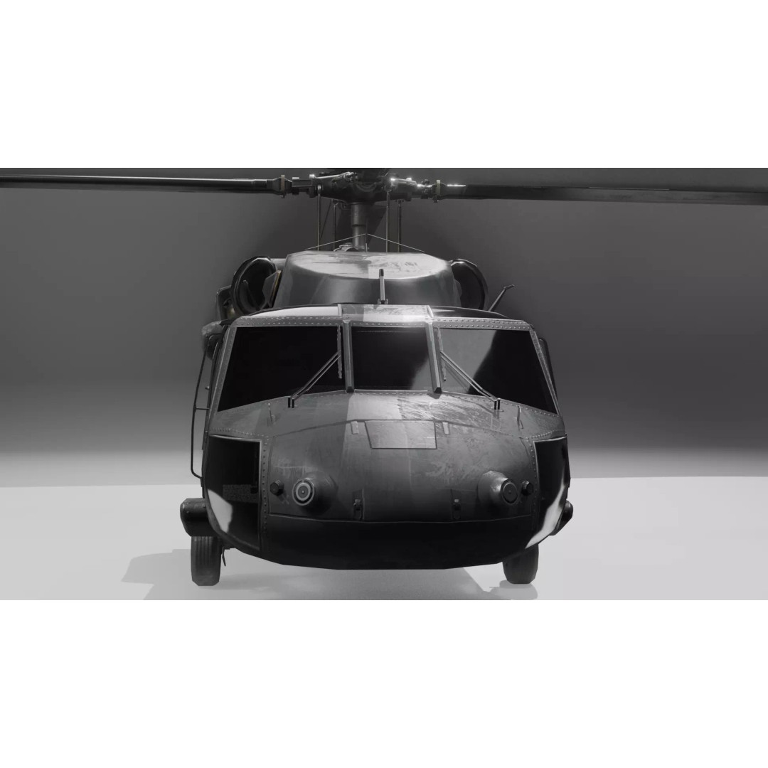 UH60 Black Hawk 3D Model – Low Poly Game Asset, Rigged for Unreal Engine - View 2