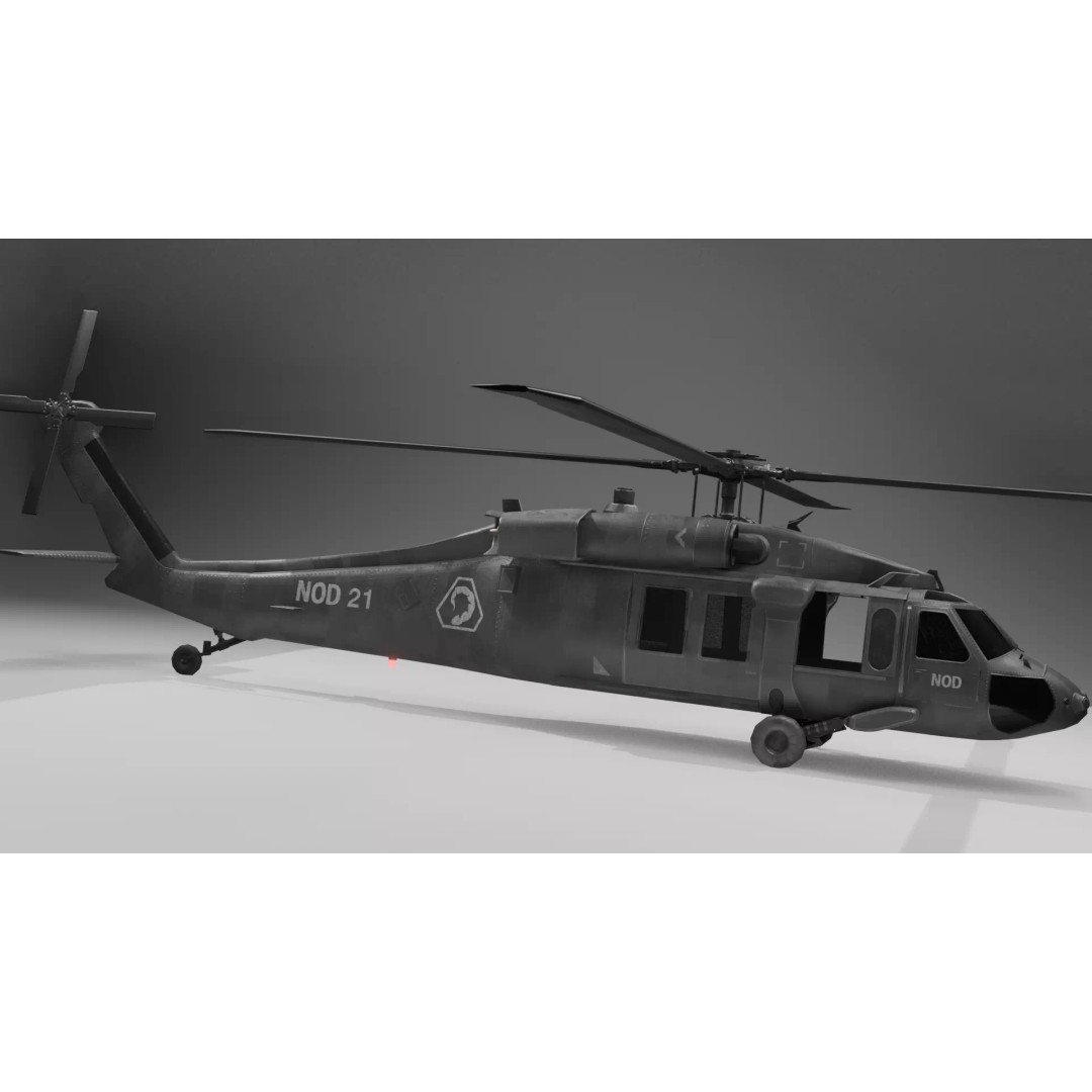 UH60 Black Hawk 3D Model – Low Poly Game Asset, Rigged for Unreal Engine - View 3