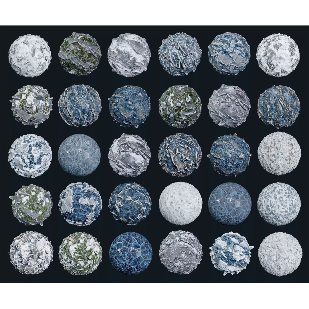 30 Snow Ice Ground Seamless PBR Texture Pack – High-Quality Textures for Games - View 2