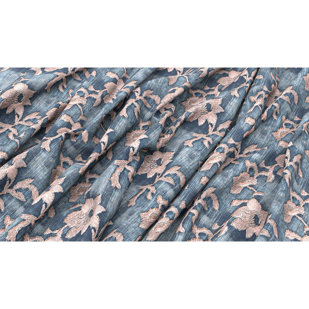 Embroidery Fabric 3D Model – 4K Seamless PBR Textures, PNG