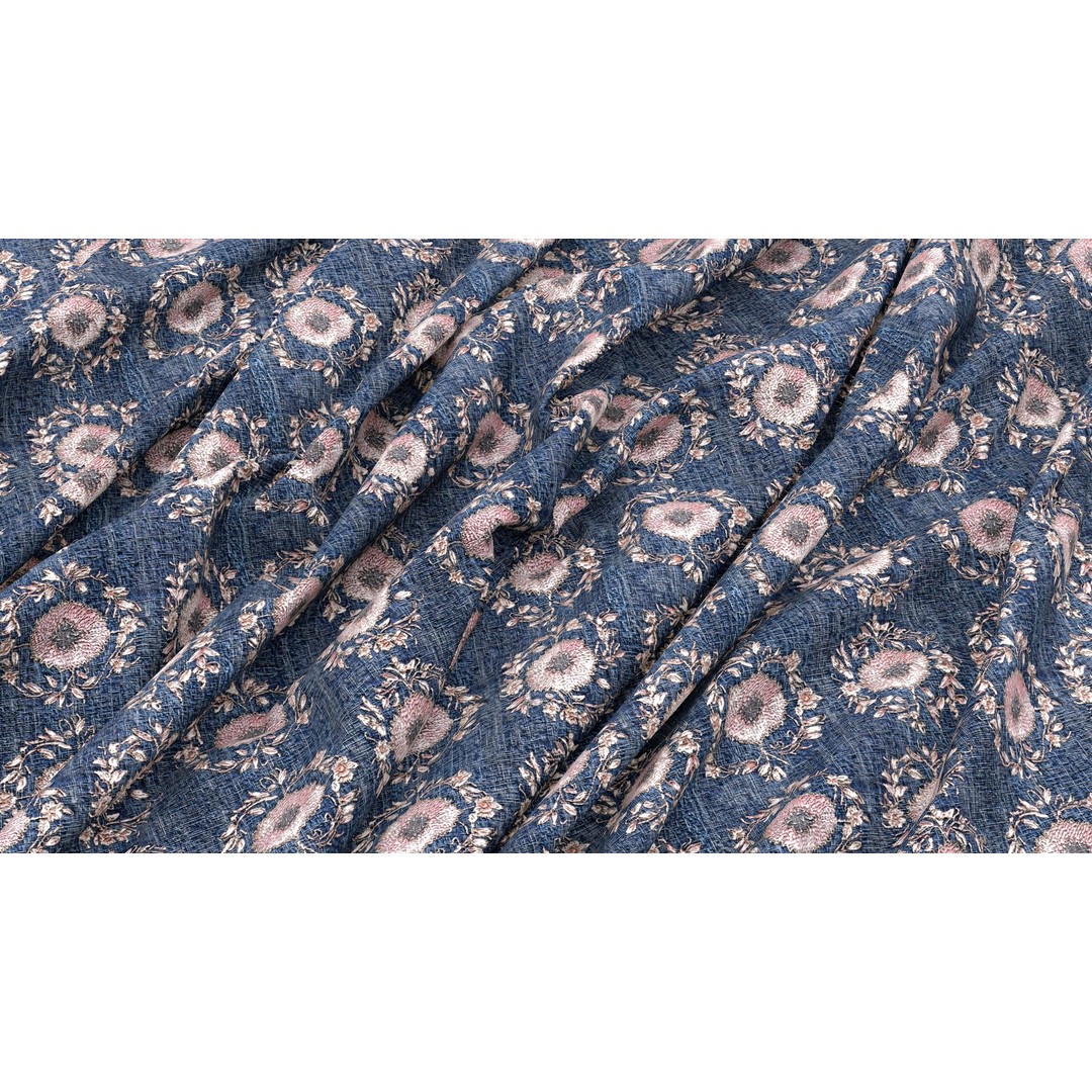 Embroidery Fabric 3D Model – 4K Seamless PBR Textures, PNG - View 11