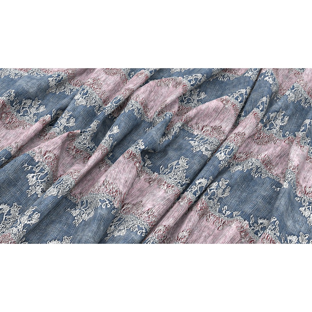 Embroidery Fabric 3D Model – 4K Seamless PBR Textures, PNG - View 12