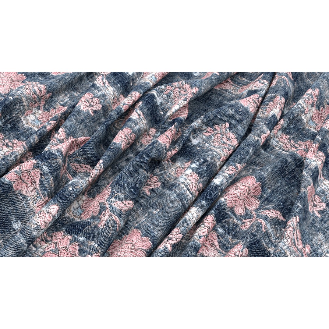 Embroidery Fabric 3D Model – 4K Seamless PBR Textures, PNG - View 5