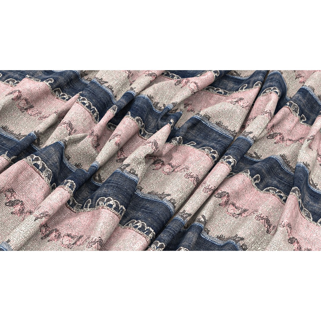 Embroidery Fabric 3D Model – 4K Seamless PBR Textures, PNG - View 6