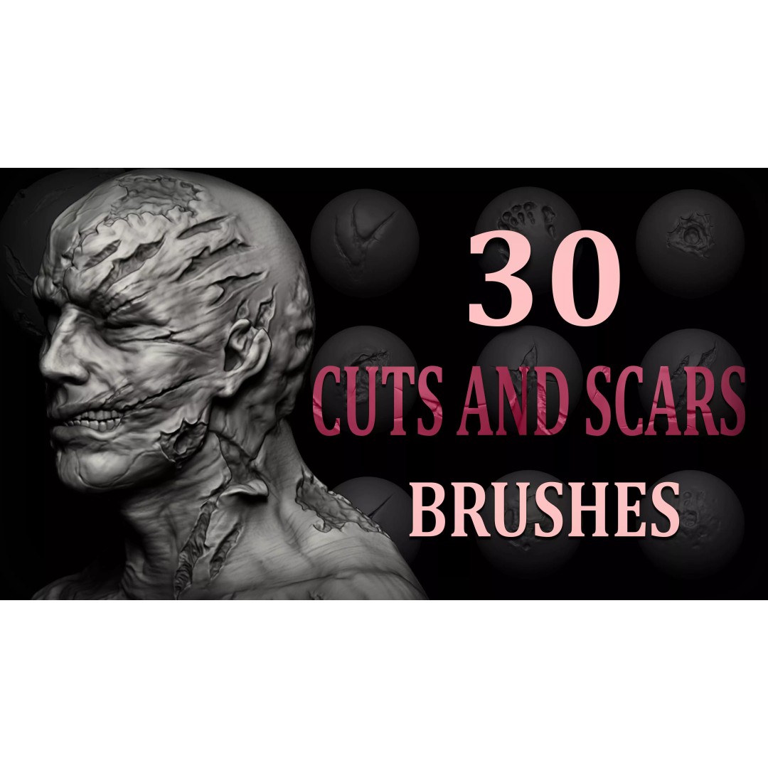 Cuts and Scars 3D Model – VDM and Alpha Brushes for ZBrush, Blender - View 2