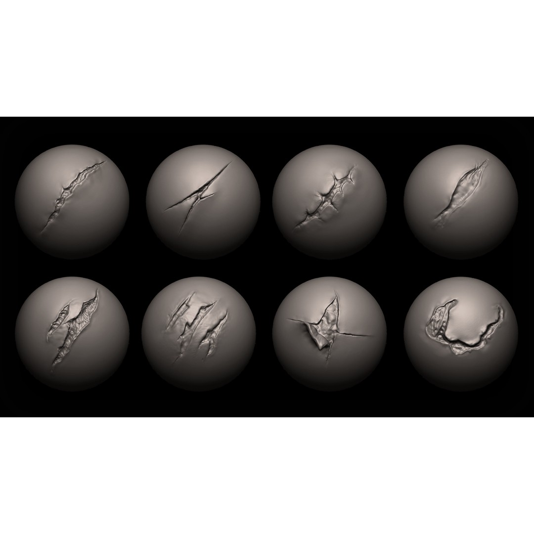 Cuts and Scars 3D Model – VDM and Alpha Brushes for ZBrush, Blender - View 3