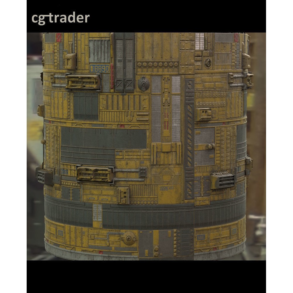 Sci-Fi Wall Panel Texture 3D Model – PBR Textures for Spaceships - View 3