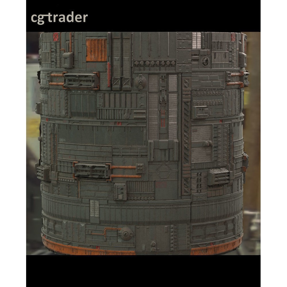 Sci-Fi Wall Panel Texture 3D Model – PBR Textures for Spaceships - View 4