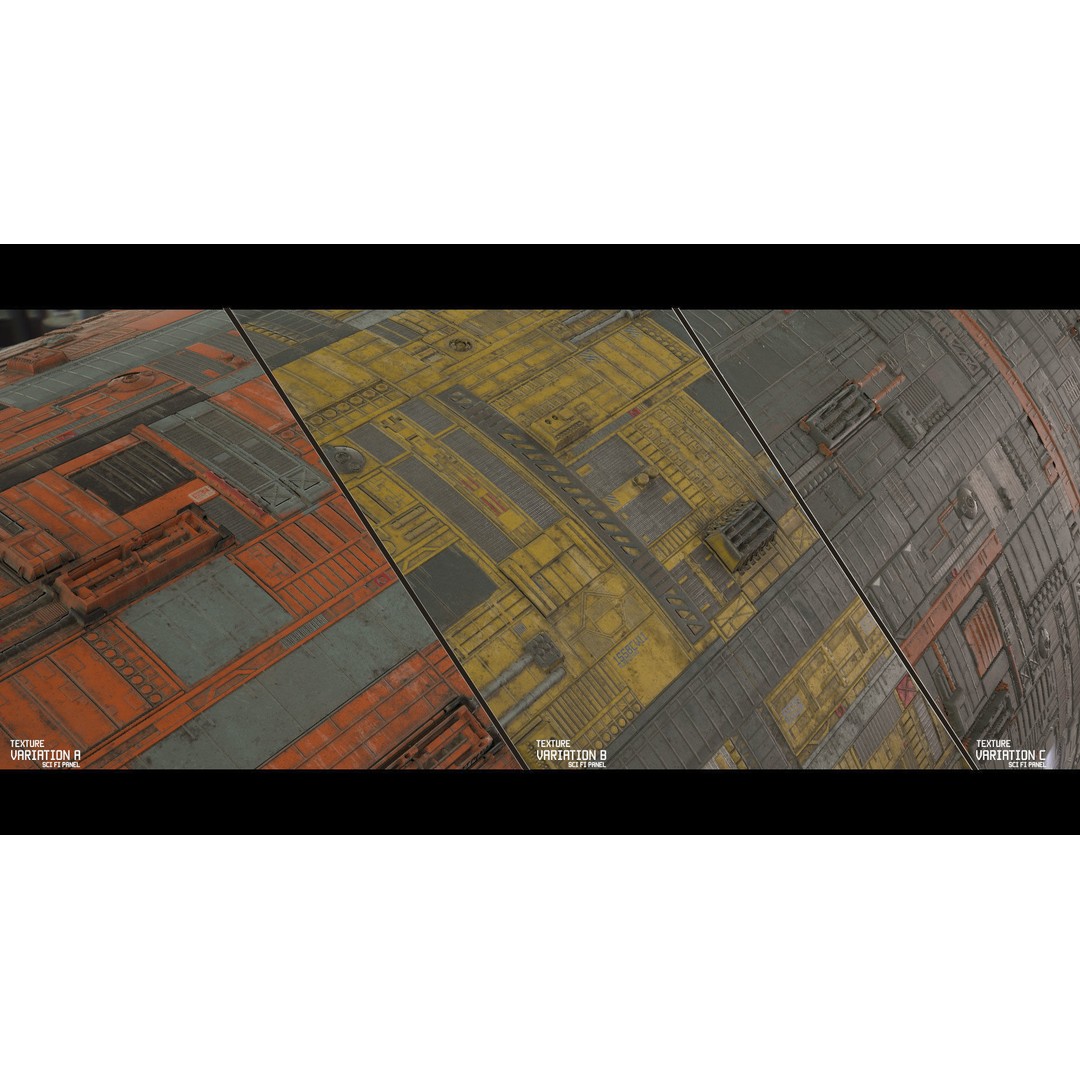 Sci-Fi Wall Panel Texture 3D Model – PBR Textures for Spaceships - View 5