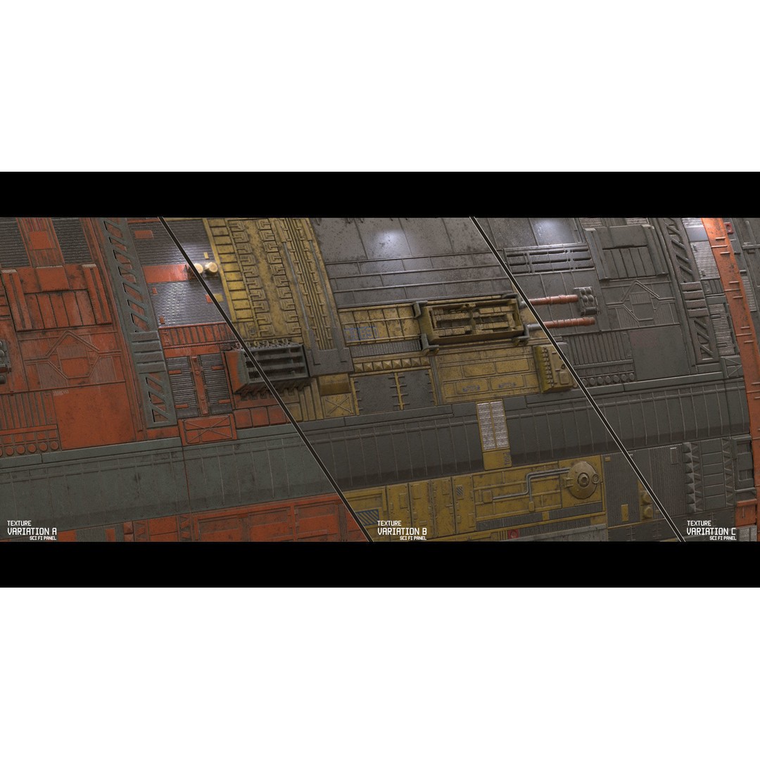 Sci-Fi Wall Panel Texture 3D Model – PBR Textures for Spaceships - View 6