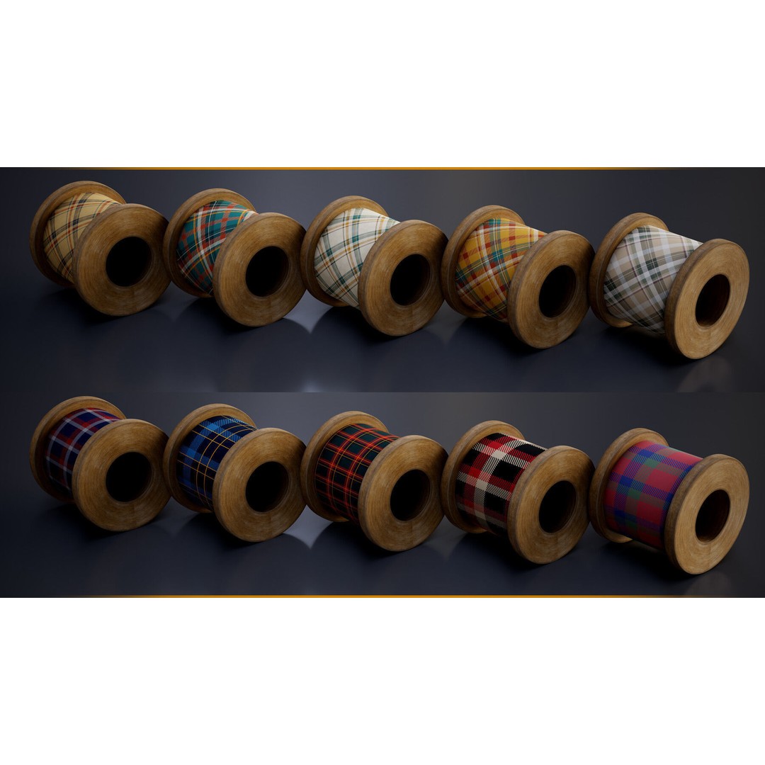 Tartan Fabric Material 3D Model – Customizable Textures, SBSAR - View 4