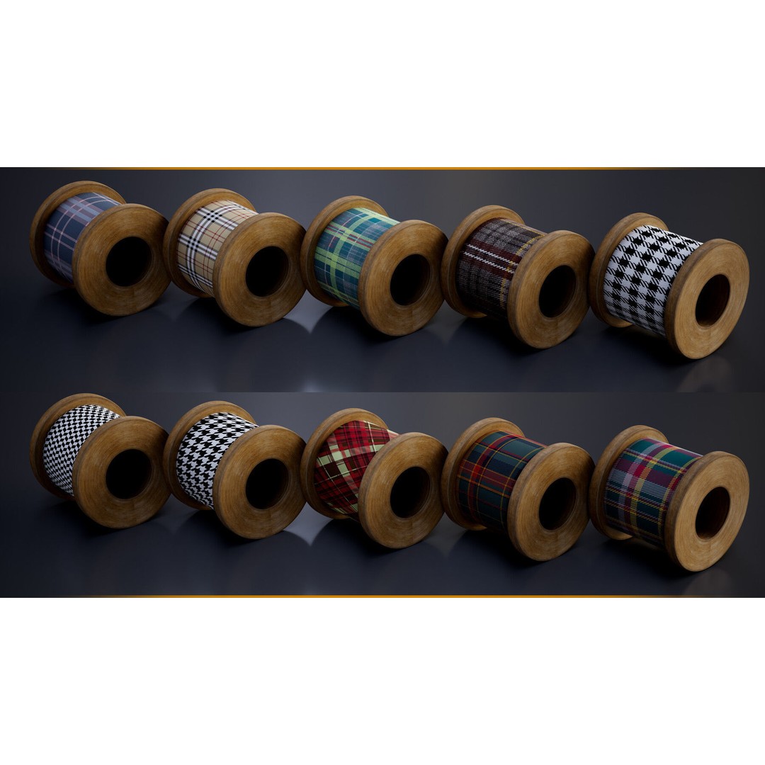 Tartan Fabric Material 3D Model – Customizable Textures, SBSAR - View 5