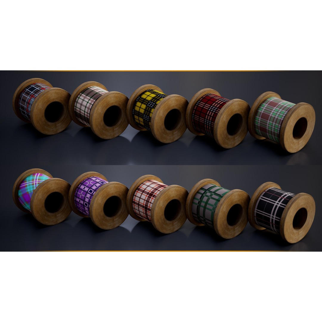 Tartan Fabric Material 3D Model – Customizable Textures, SBSAR - View 6