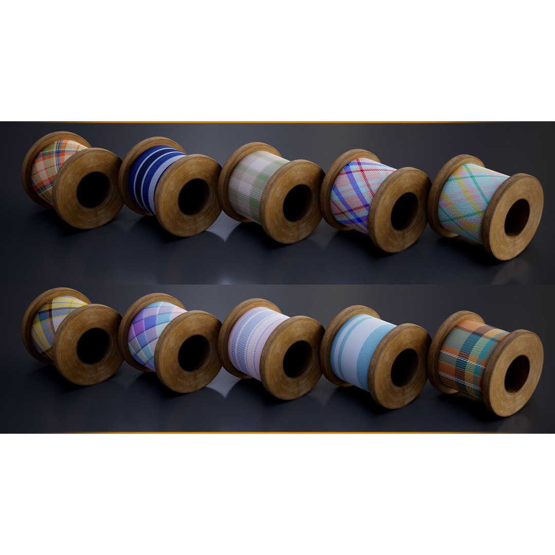 Tartan Fabric Material 3D Model – Customizable Textures, SBSAR - View 7