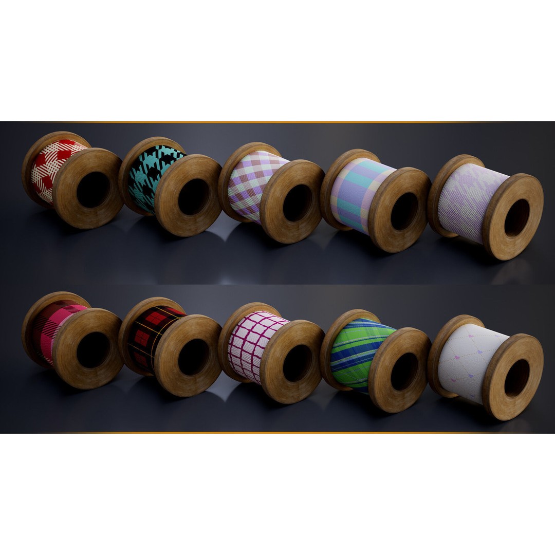 Tartan Fabric Material 3D Model – Customizable Textures, SBSAR - View 8