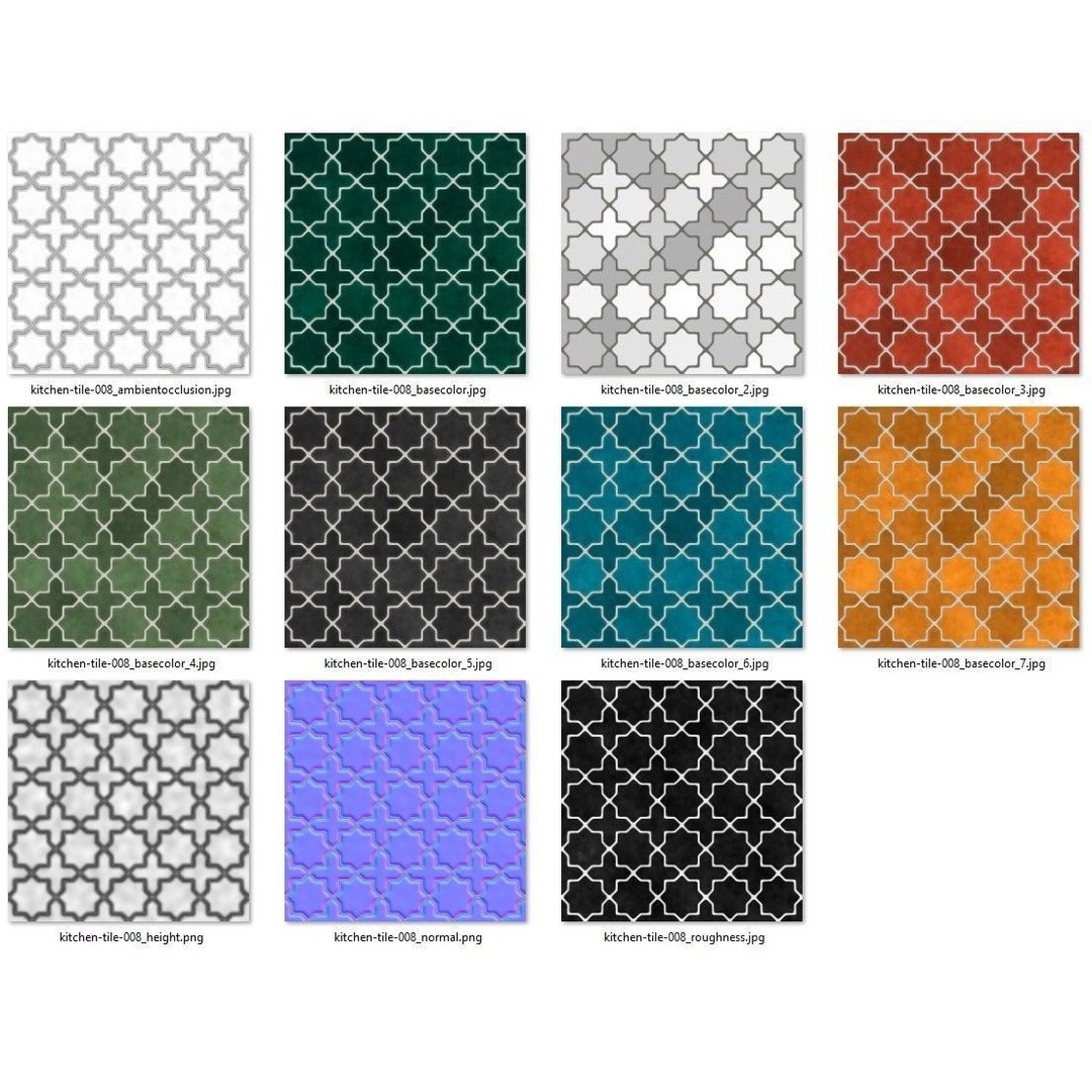 Kitchen Glaze Tile 3D Model – PBR Texture, 7 Colors, OBJ/MTL