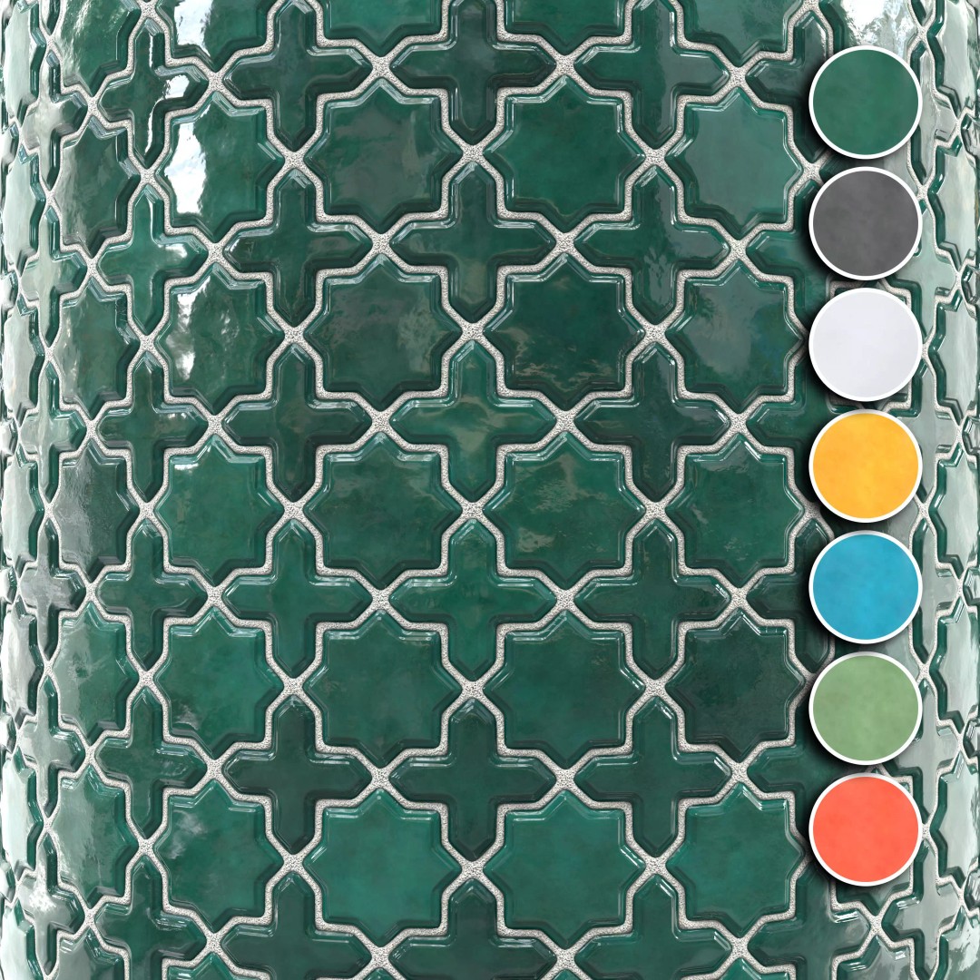 Kitchen Glaze Tile 3D Model – PBR Texture, 7 Colors, OBJ/MTL - View 2