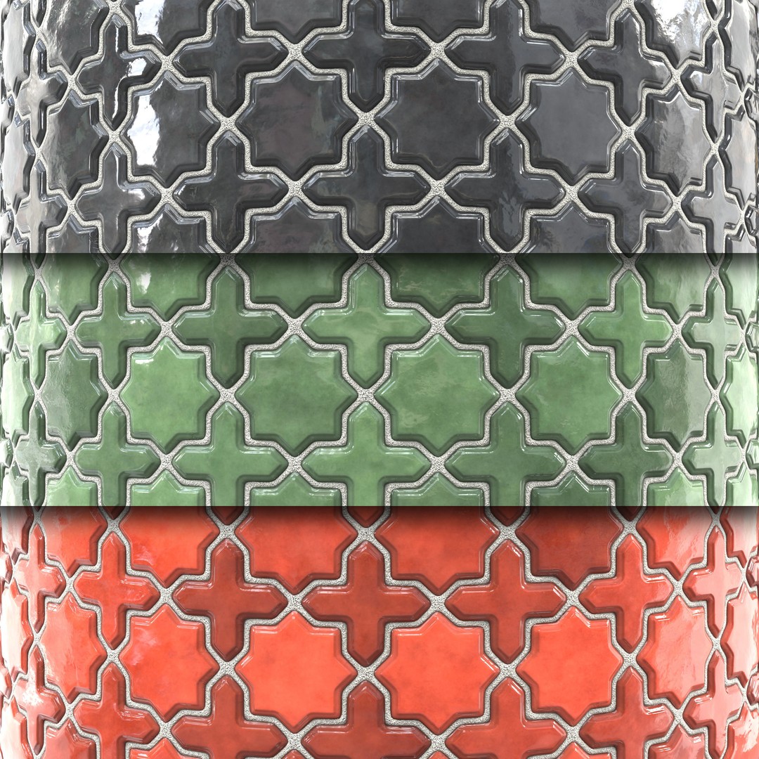 Kitchen Glaze Tile 3D Model – PBR Texture, 7 Colors, OBJ/MTL - View 3