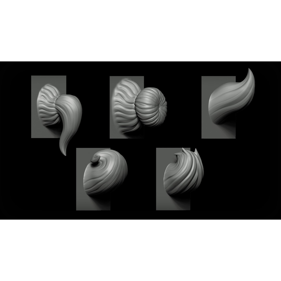 Stylized Hair and Fur 3D Model – 80 Brushes Bundle for Zbrush & Blender