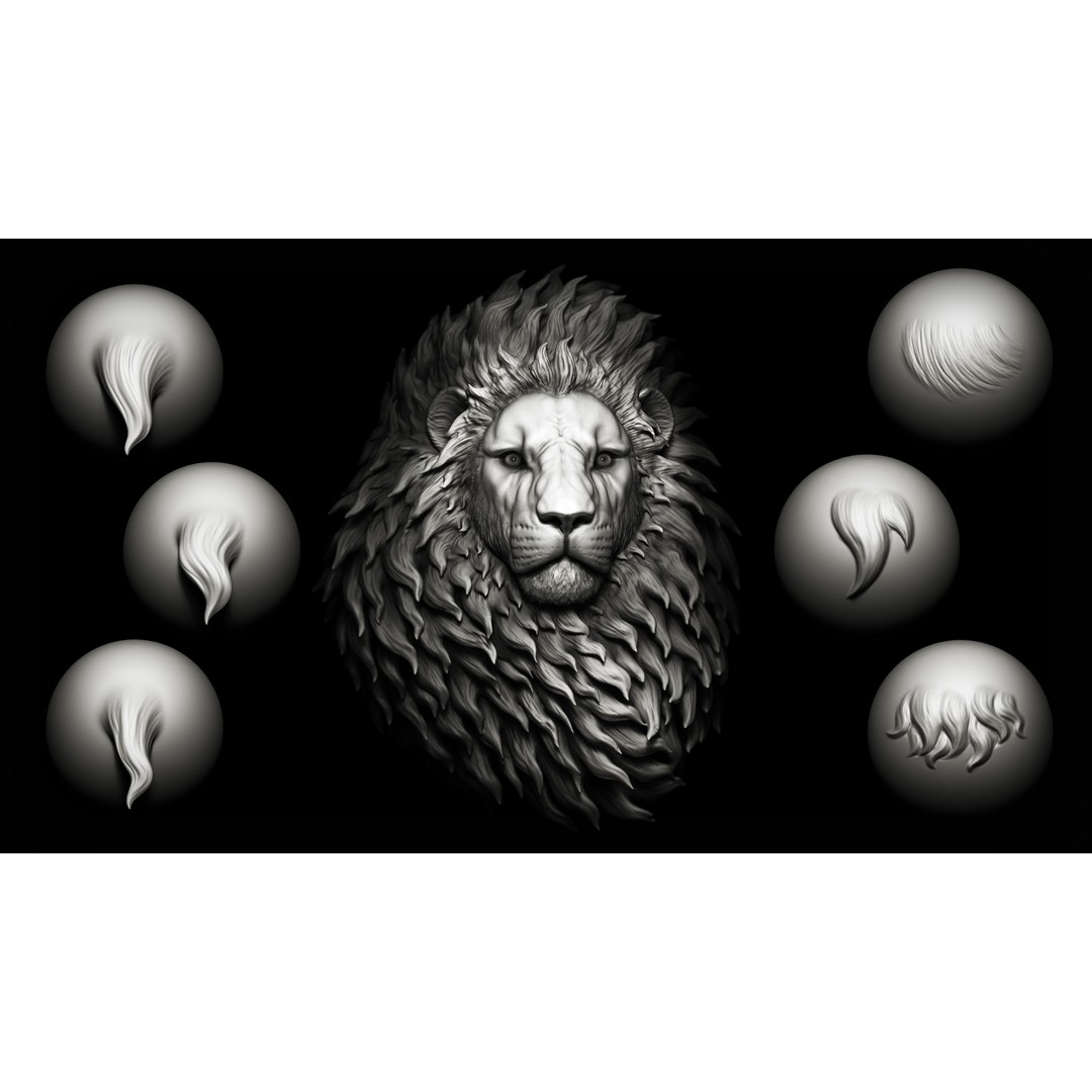 Stylized Hair and Fur 3D Model – 80 Brushes Bundle for Zbrush & Blender - View 3
