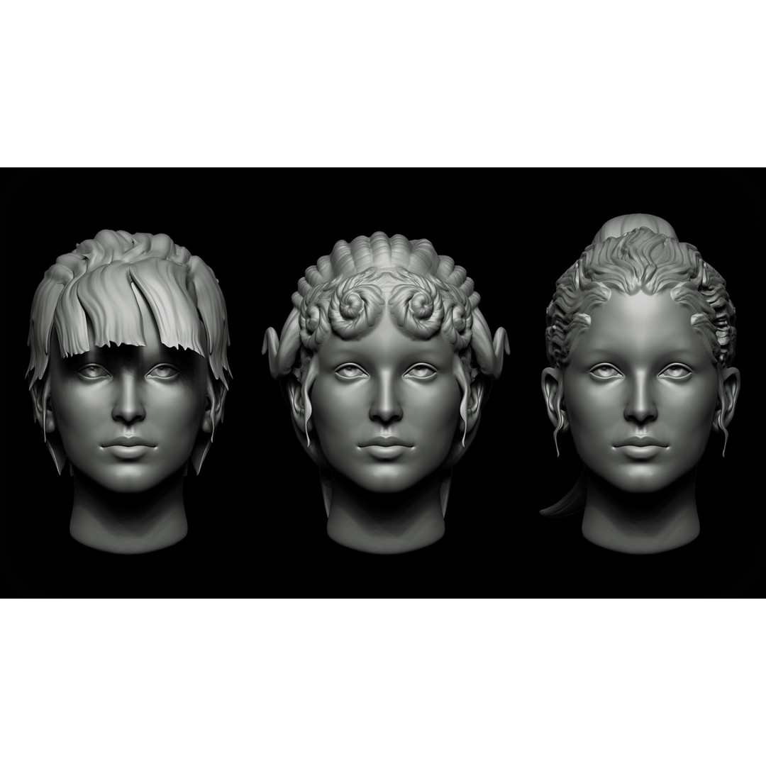 Stylized Hair and Fur 3D Model – 80 Brushes Bundle for Zbrush & Blender - View 5