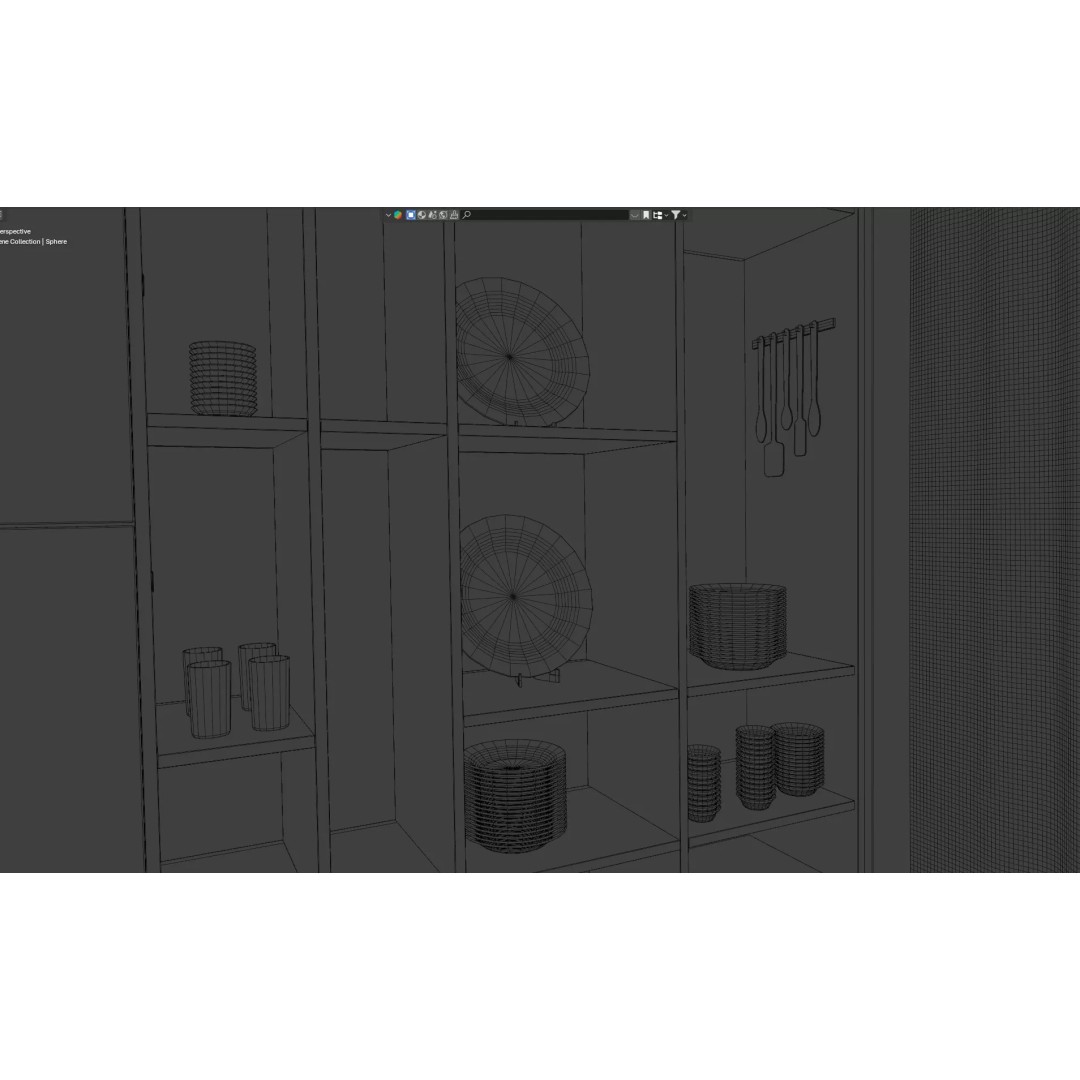 Modern Living Room and Dining Room 3D Model – High-Quality Blender Asset