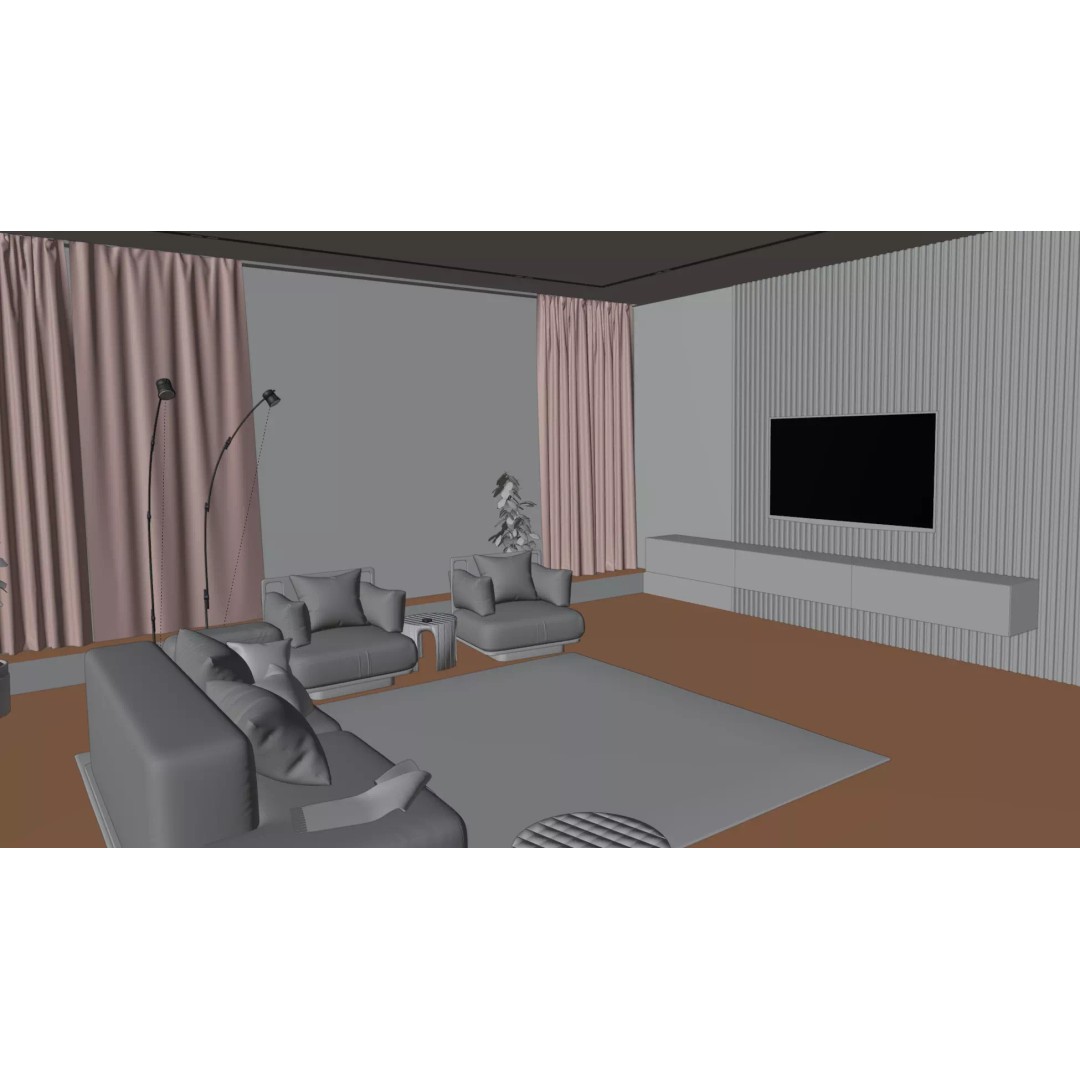 Modern Living Room and Dining Room 3D Model – High-Quality Blender Asset - View 10