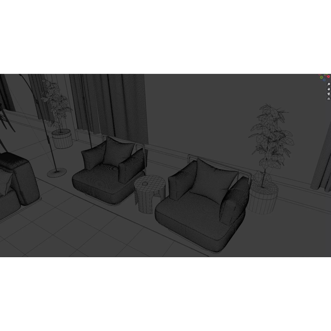 Modern Living Room and Dining Room 3D Model – High-Quality Blender Asset - View 12