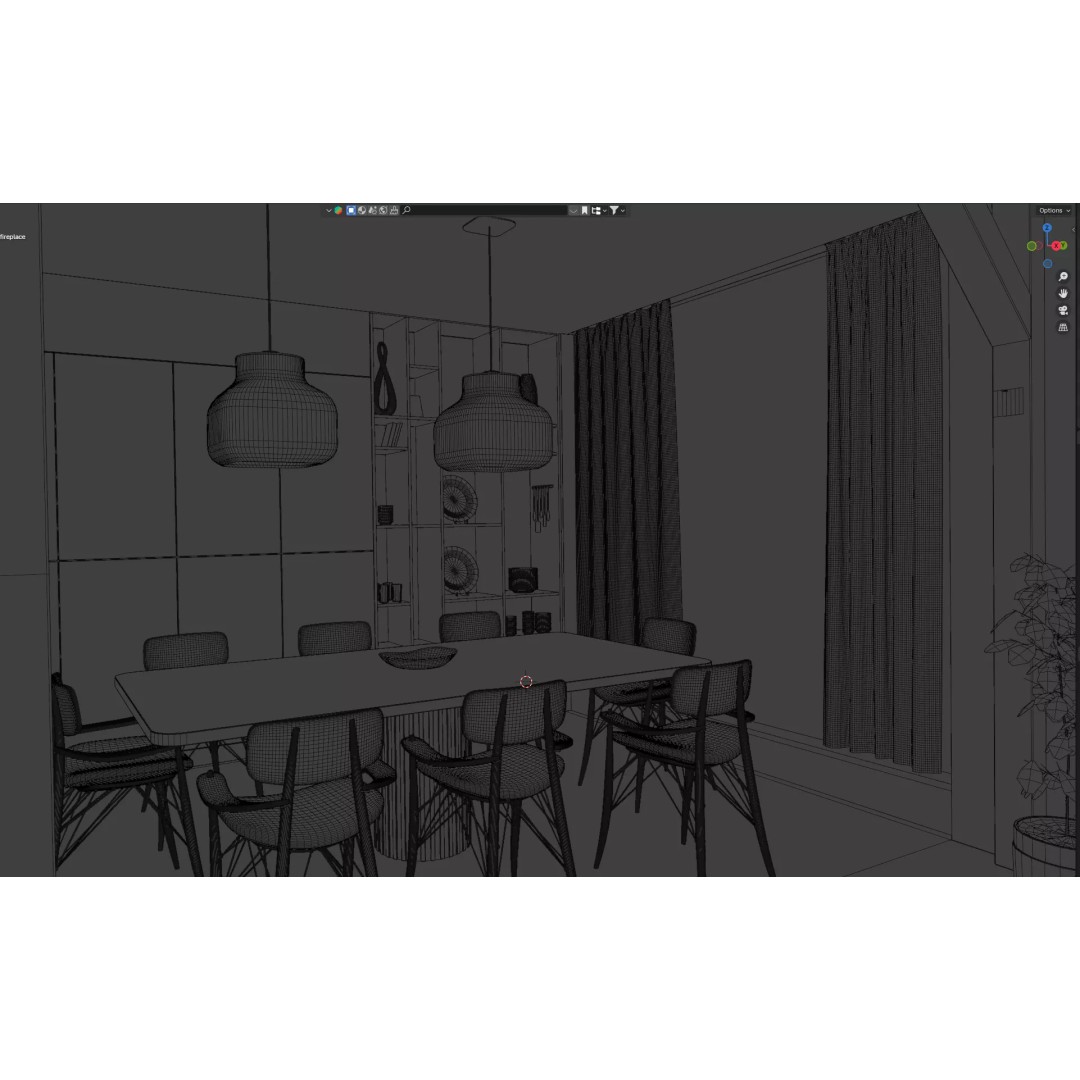 Modern Living Room and Dining Room 3D Model – High-Quality Blender Asset - View 15