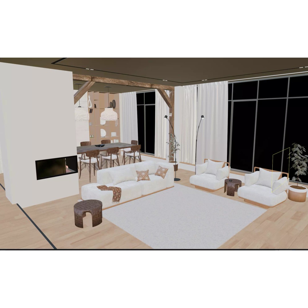Modern Living Room and Dining Room 3D Model – High-Quality Blender Asset - View 6