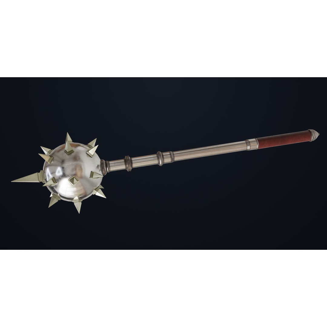 Silver Mace 3D Model – Low Poly PBR Weapon for Unity & Unreal Engine - View 13
