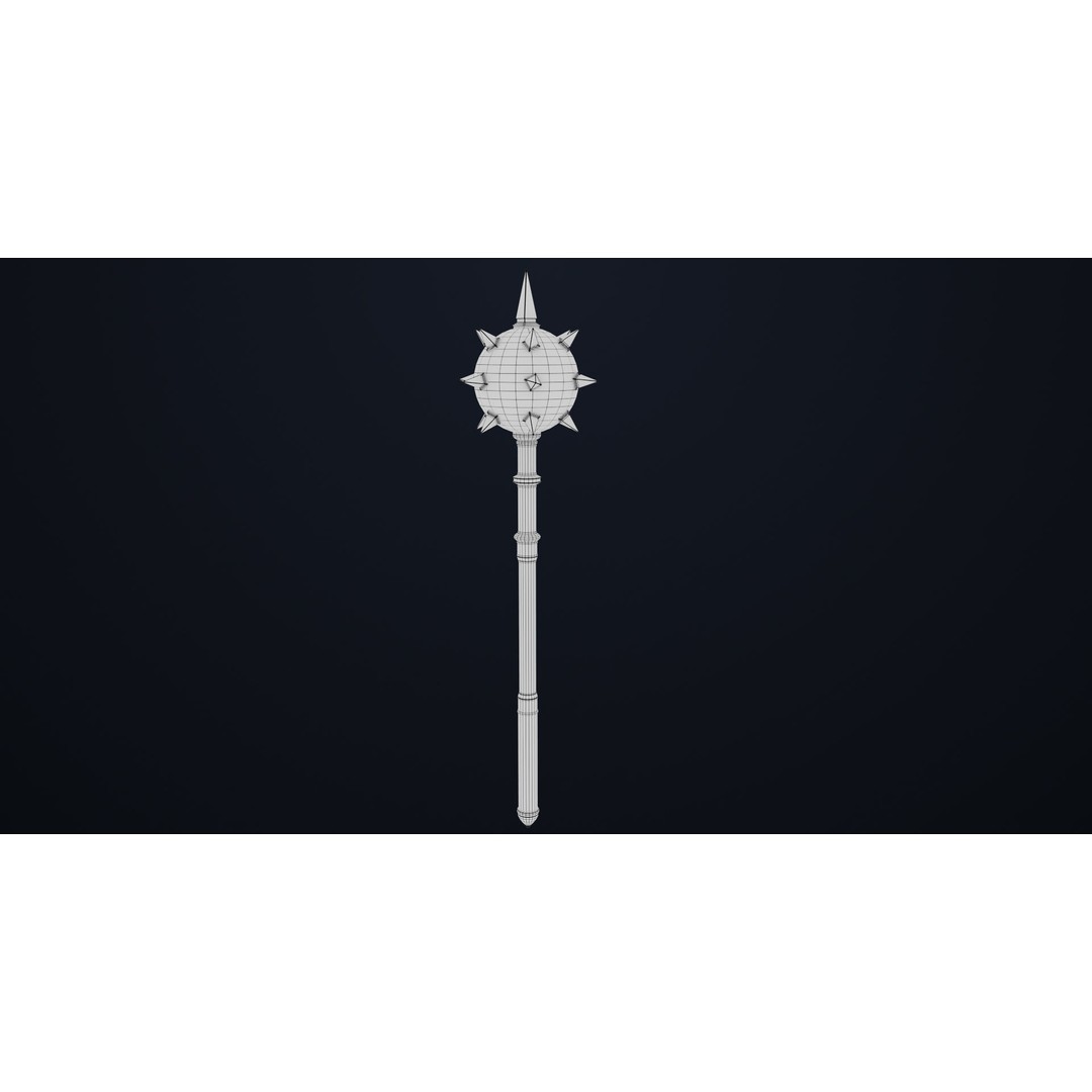 Silver Mace 3D Model – Low Poly PBR Weapon for Unity & Unreal Engine - View 14