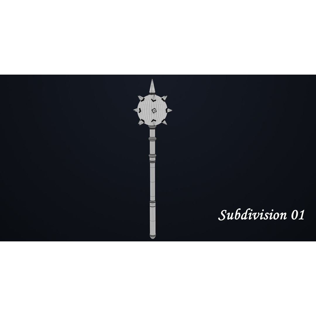 Silver Mace 3D Model – Low Poly PBR Weapon for Unity & Unreal Engine - View 15