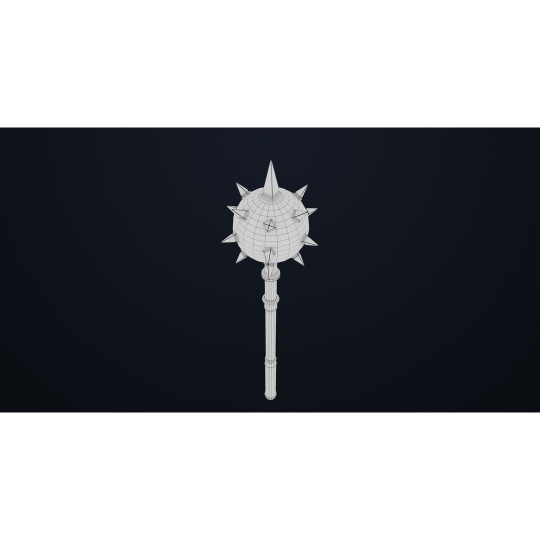 Silver Mace 3D Model – Low Poly PBR Weapon for Unity & Unreal Engine - View 16