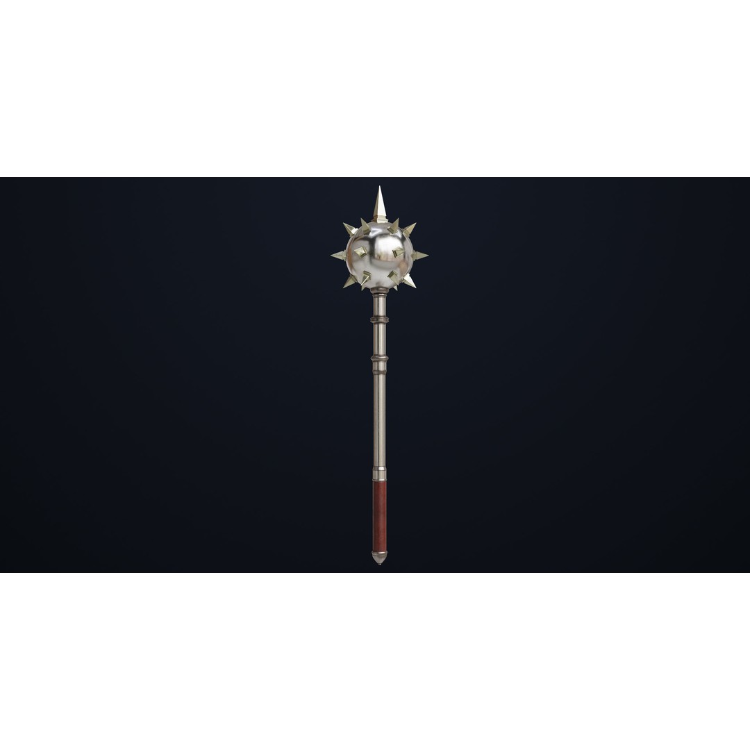 Silver Mace 3D Model – Low Poly PBR Weapon for Unity & Unreal Engine - View 3
