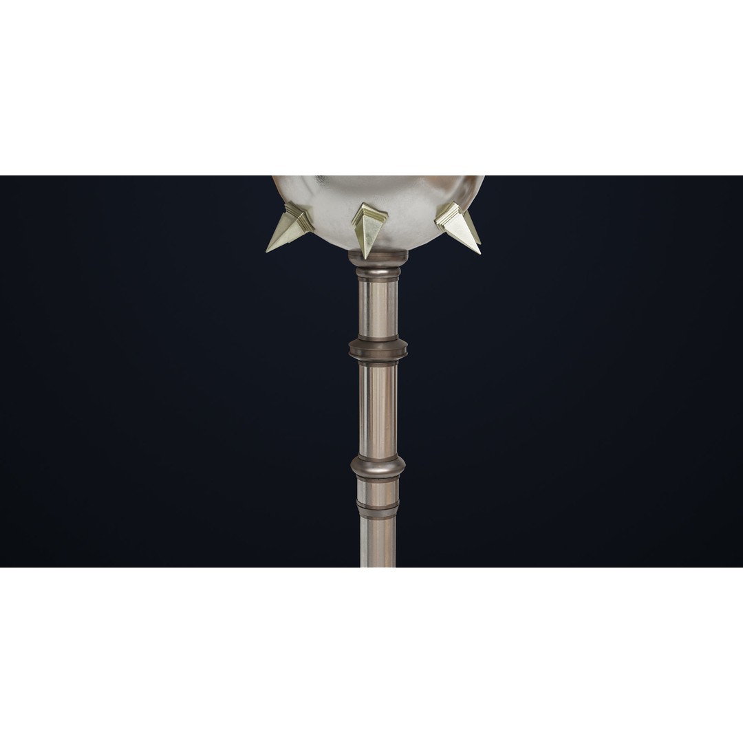 Silver Mace 3D Model – Low Poly PBR Weapon for Unity & Unreal Engine - View 6