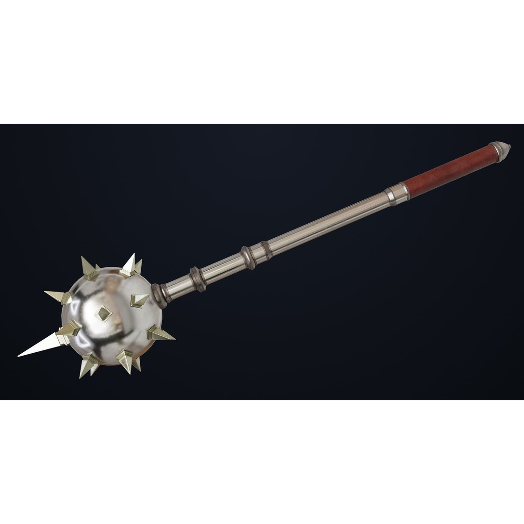 Silver Mace 3D Model – Low Poly PBR Weapon for Unity & Unreal Engine - View 7