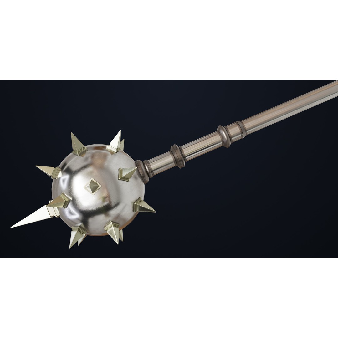 Silver Mace 3D Model – Low Poly PBR Weapon for Unity & Unreal Engine - View 8