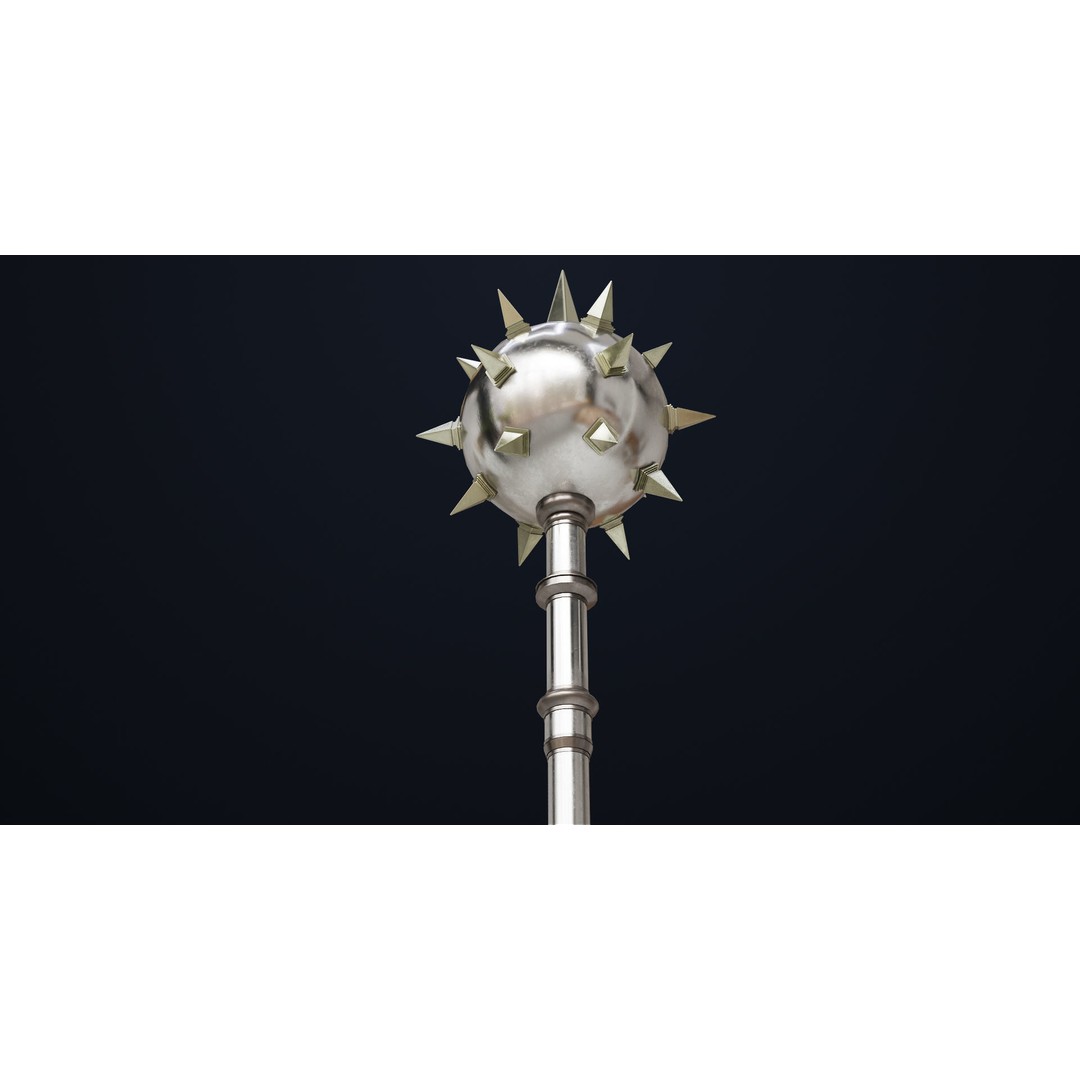 Silver Mace 3D Model – Low Poly PBR Weapon for Unity & Unreal Engine - View 9