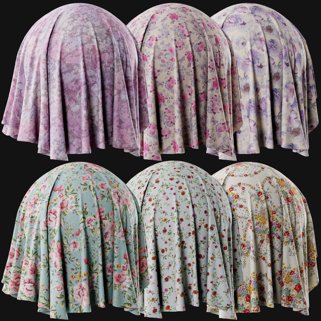 70 Velvet Floral Fabric 3D Model – SBSAR Textures for Gaming and Animation