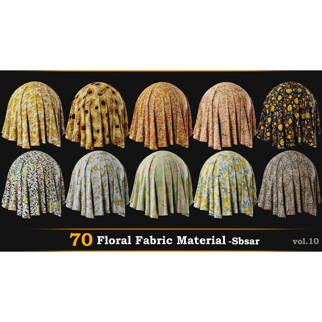 70 Velvet Floral Fabric 3D Model – SBSAR Textures for Gaming and Animation - View 4