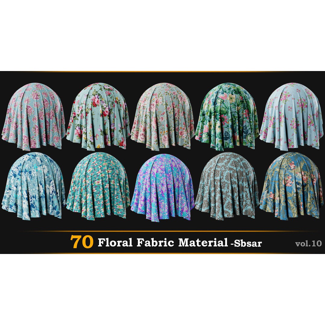 70 Velvet Floral Fabric 3D Model – SBSAR Textures for Gaming and Animation - View 5