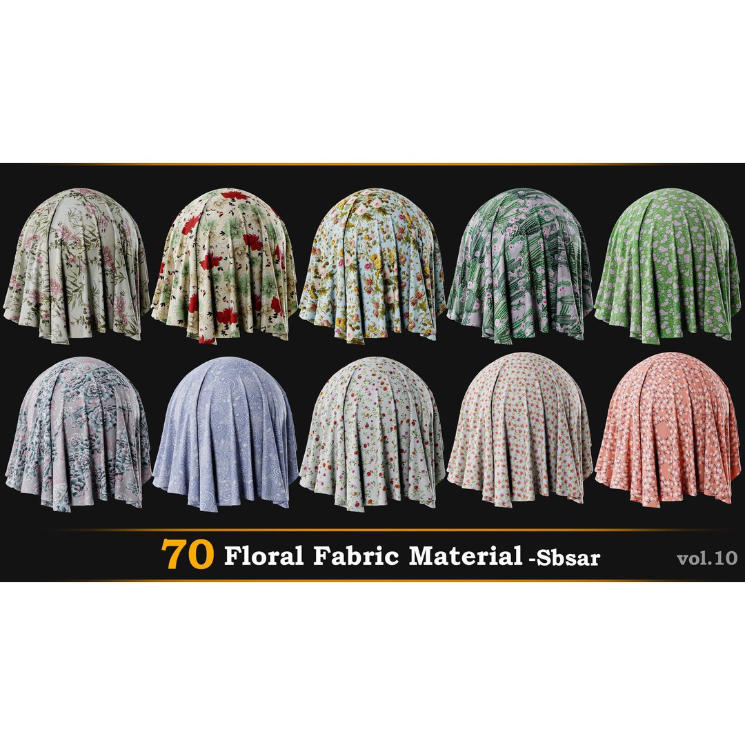 70 Velvet Floral Fabric 3D Model – SBSAR Textures for Gaming and Animation - View 7